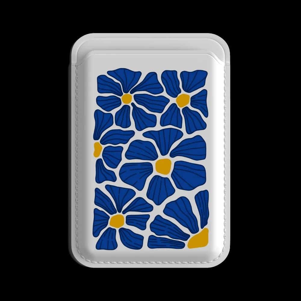 Blue Daisy MagSafe Cüzdan telefon kılıfı